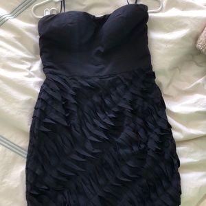 Navy blue strapless mini dress